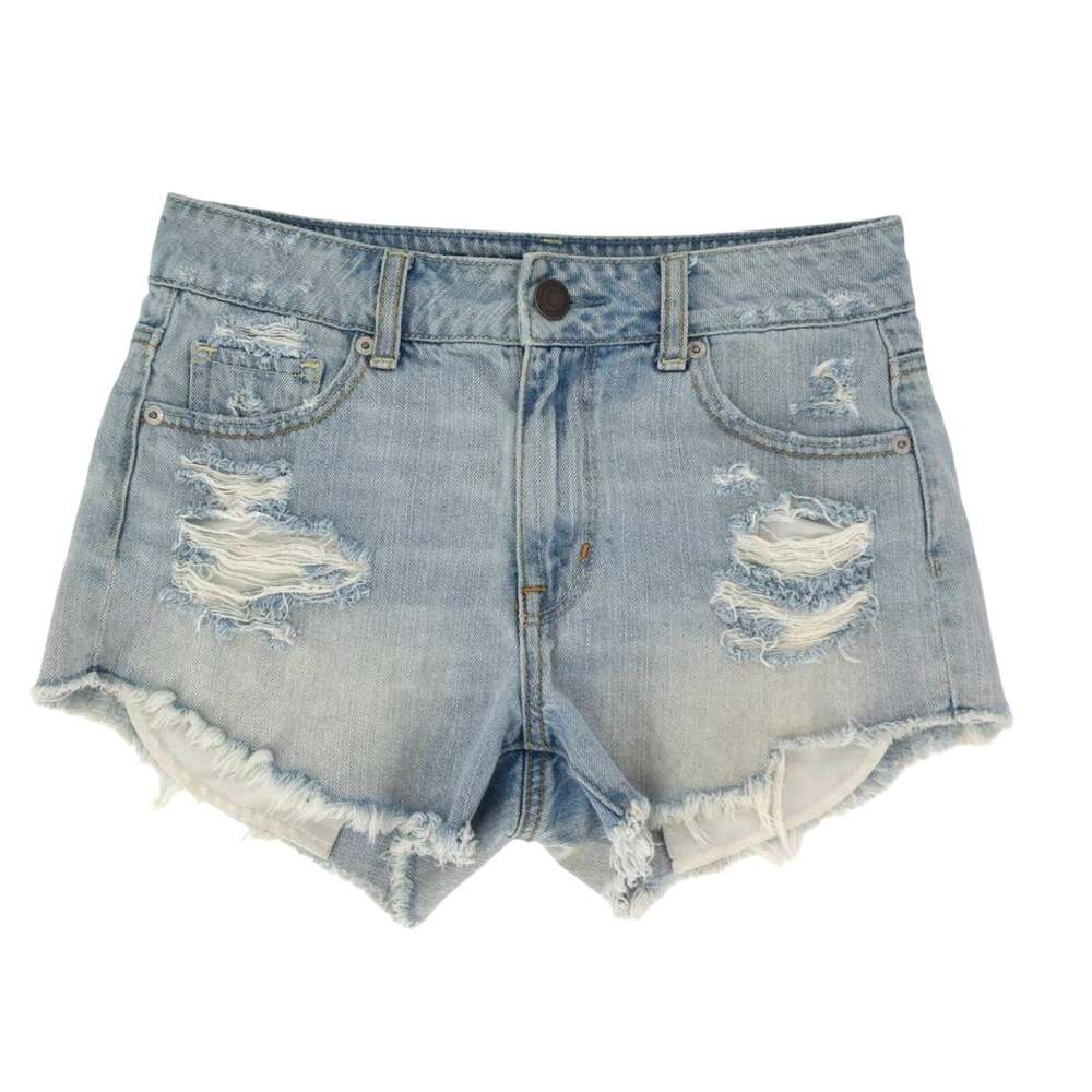 American Eagle Outfitters Light Wash Distressed Denim Festival Jean Shorts 2